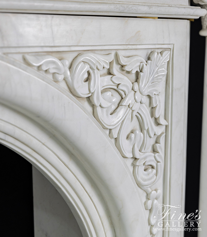 Marble Fireplaces  - Stunning Arched Marble Fireplace With Columns - MFP-2466